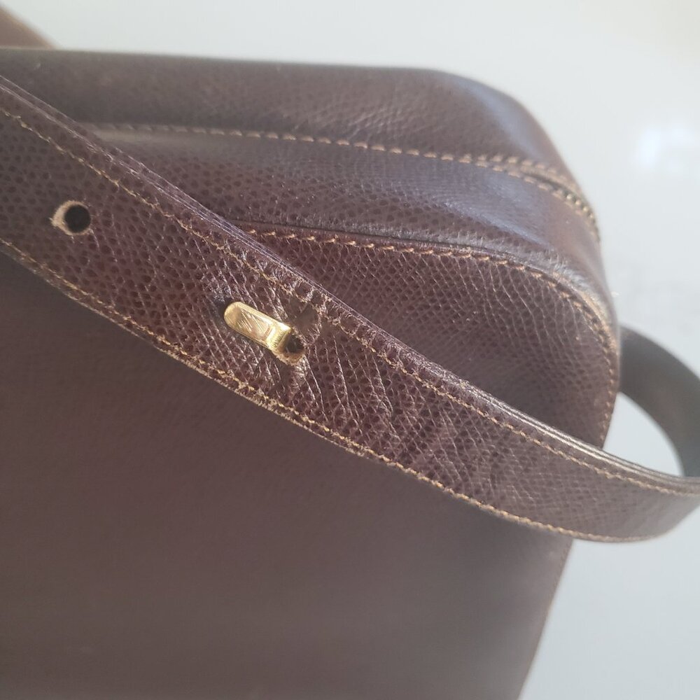 Vintage Lladro Dark Brown Leather Crossbody Adjustable Strap Handbag - Picture 5 of 11